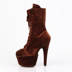 Brown Velvet Ankle Boots for Pole Dancing - Exotic 7 Inch Platform Heels